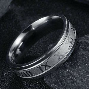 Roman Numeral Stainless Steel Ring NWT